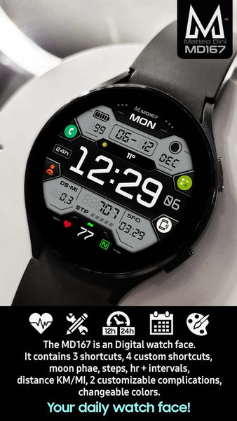 MD167: Digital watch face - عکس برنامه موبایلی اندروید