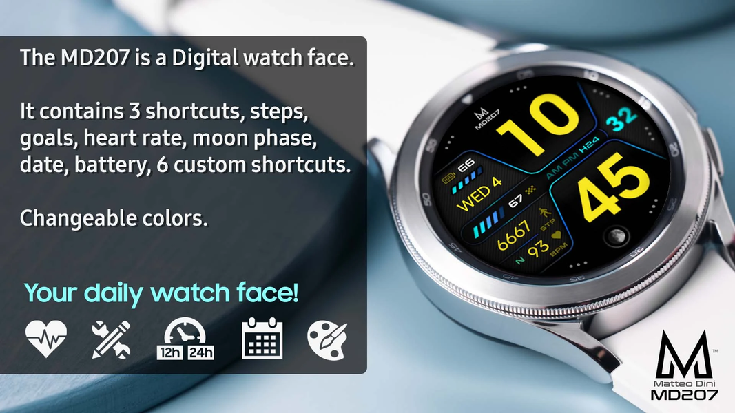 MD207 - Digital watch face - عکس برنامه موبایلی اندروید