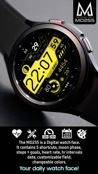 MD255 - Digital watch face - عکس برنامه موبایلی اندروید