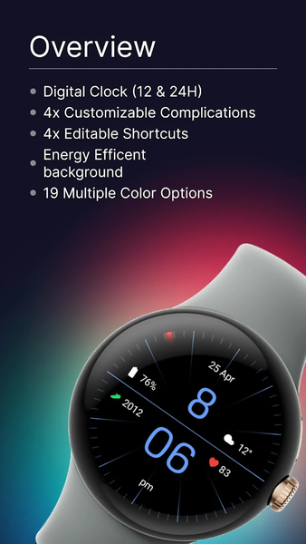 Minimal Black Watch Face - عکس برنامه موبایلی اندروید