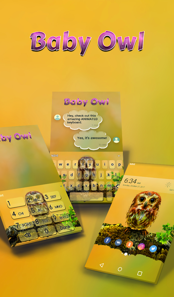 Baby Owl Live Wallpaper Theme - Image screenshot of android app