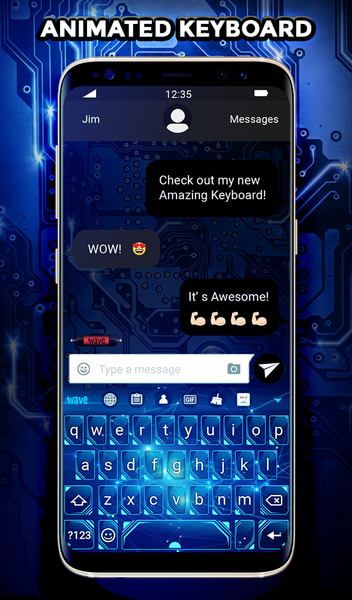 Blue Light Keyboard Wallpaper - Image screenshot of android app