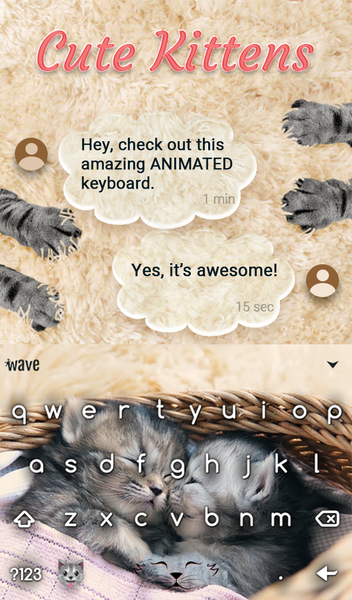 Kittens Keyboard Custom Theme - عکس برنامه موبایلی اندروید