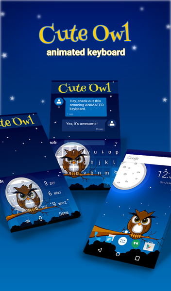 Cute Owl Live Wallpaper Theme - Image screenshot of android app