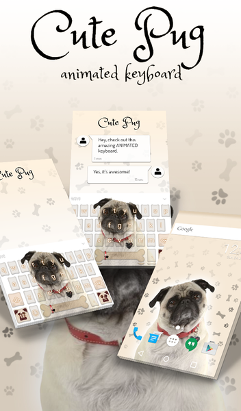 Cute Pug Keyboard Wallpaper HD - عکس برنامه موبایلی اندروید