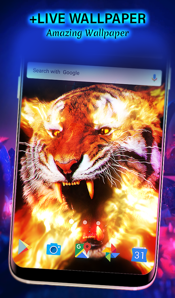 Flame Tiger Wallpaper Theme HD - Image screenshot of android app