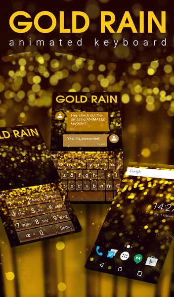 Gold Rain Animated Keyboard - Image screenshot of android app