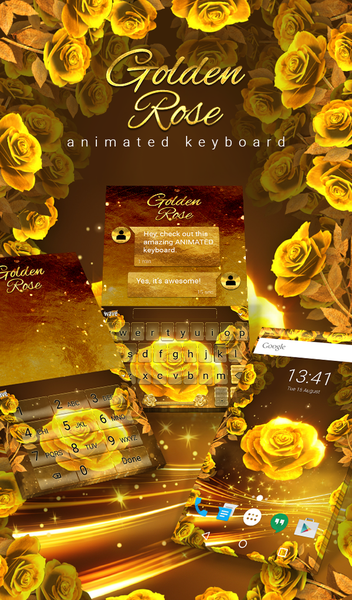 Gold Rose Live Wallpaper Theme - عکس برنامه موبایلی اندروید