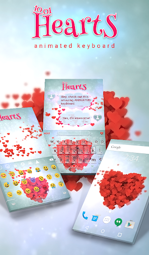 Hearts Live Wallpaper Keyboard - Image screenshot of android app