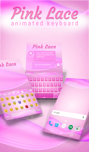 Pink Lace Animated Keyboard - Image screenshot of android app