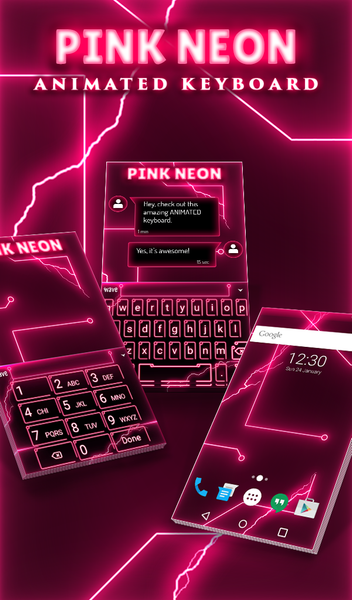 Pink Neon Keyboard & Wallpaper - Image screenshot of android app