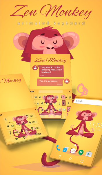 Zen Monkey Animated Keyboard - عکس برنامه موبایلی اندروید