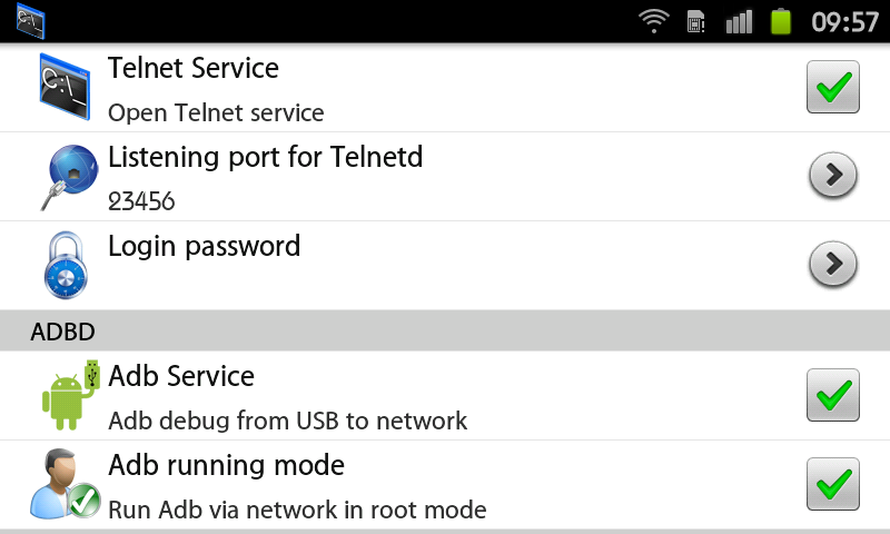 Telnet Server & Network adb - Image screenshot of android app