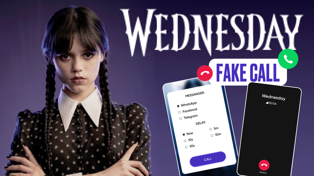 Wednesday 2 Addams Fake Call - Image screenshot of android app