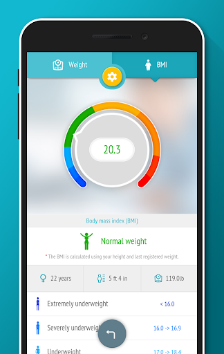 Weight tracker, BMI Calculator - عکس برنامه موبایلی اندروید