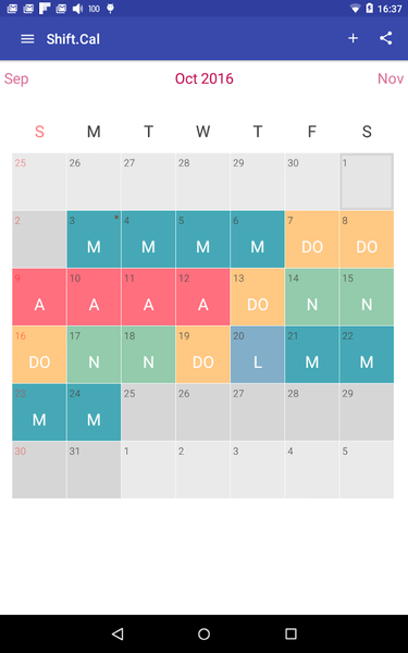 Shift.Cal - Image screenshot of android app