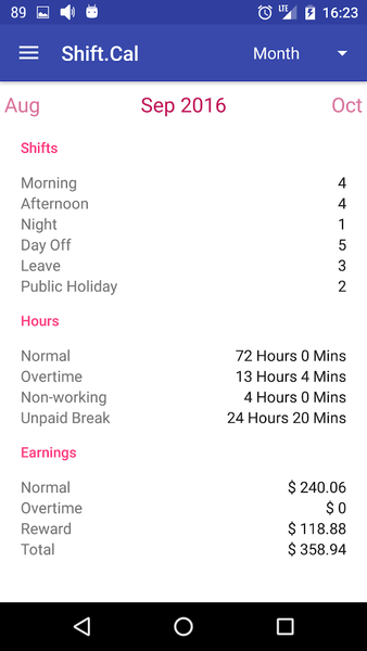 Shift.Cal - Image screenshot of android app