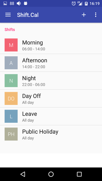 Shift.Cal - Image screenshot of android app