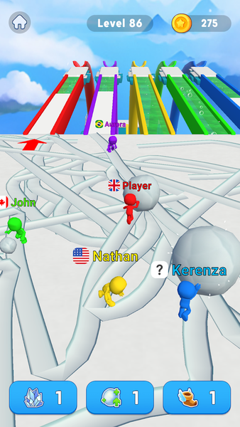 Snowball Race 3D: Ice Bridge - Gameplay image of android game