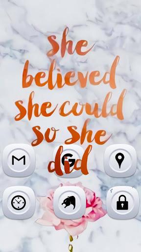 White Marble Neon Words Theme - Image screenshot of android app