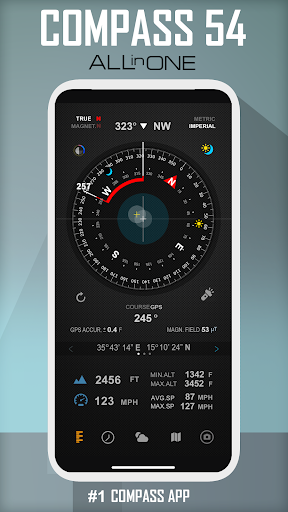 Compass 54 (All-in-One GPS, Weather, Map, Camera) - Image screenshot of android app