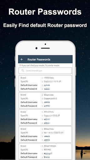Default WiFi Router Passwords - Image screenshot of android app