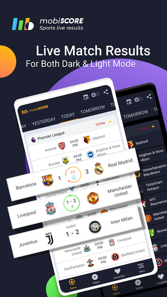 mobiSCORE Today Match Table - عکس برنامه موبایلی اندروید