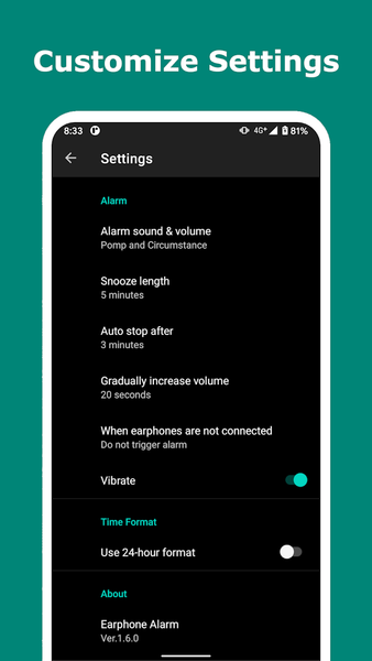 Earphone Alarm - Image screenshot of android app