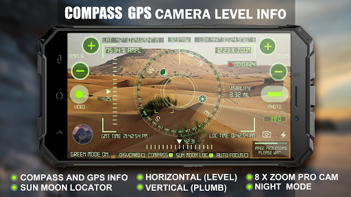 COMPASS CAMERA S10 CAMERA PRO-X SUN MOON LOCATOR - Image screenshot of android app