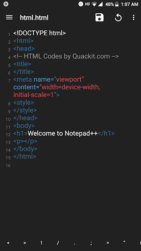 Notepad Plus - HTML JavaScript - عکس برنامه موبایلی اندروید