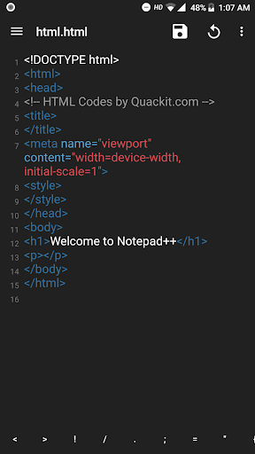 Notepad Plus - HTML JavaScript - Image screenshot of android app