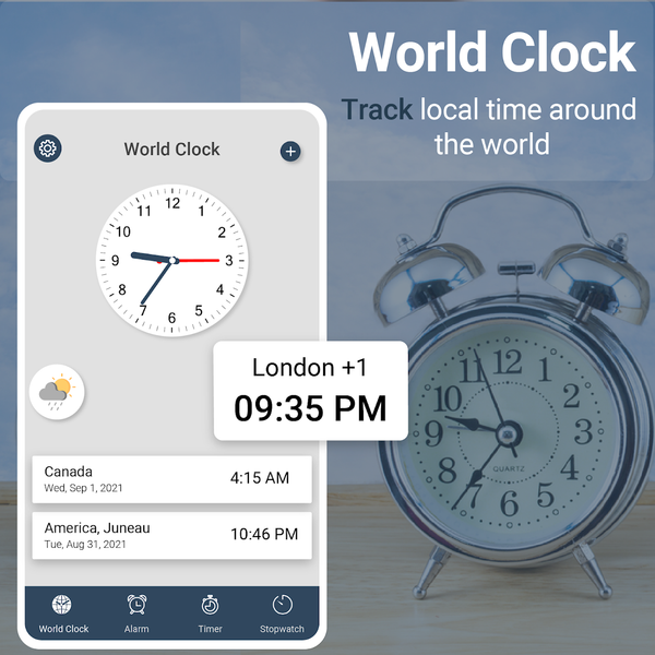 World Clock Smart Alarm App - Image screenshot of android app
