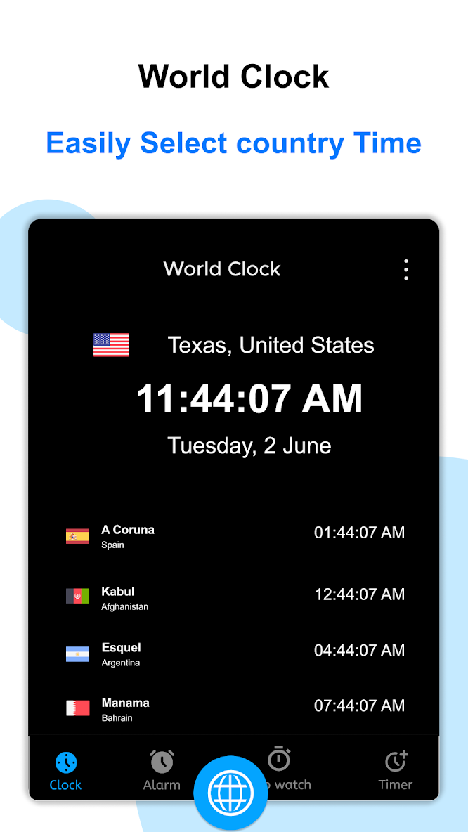 برنامه World Clock World time clock دانلود بازار