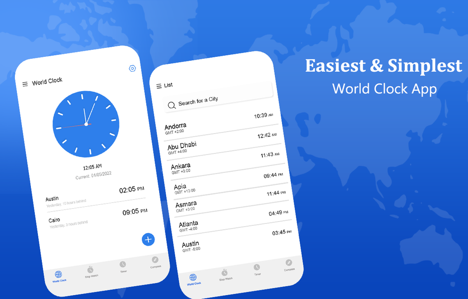 World Clock: World Time Clock - عکس برنامه موبایلی اندروید