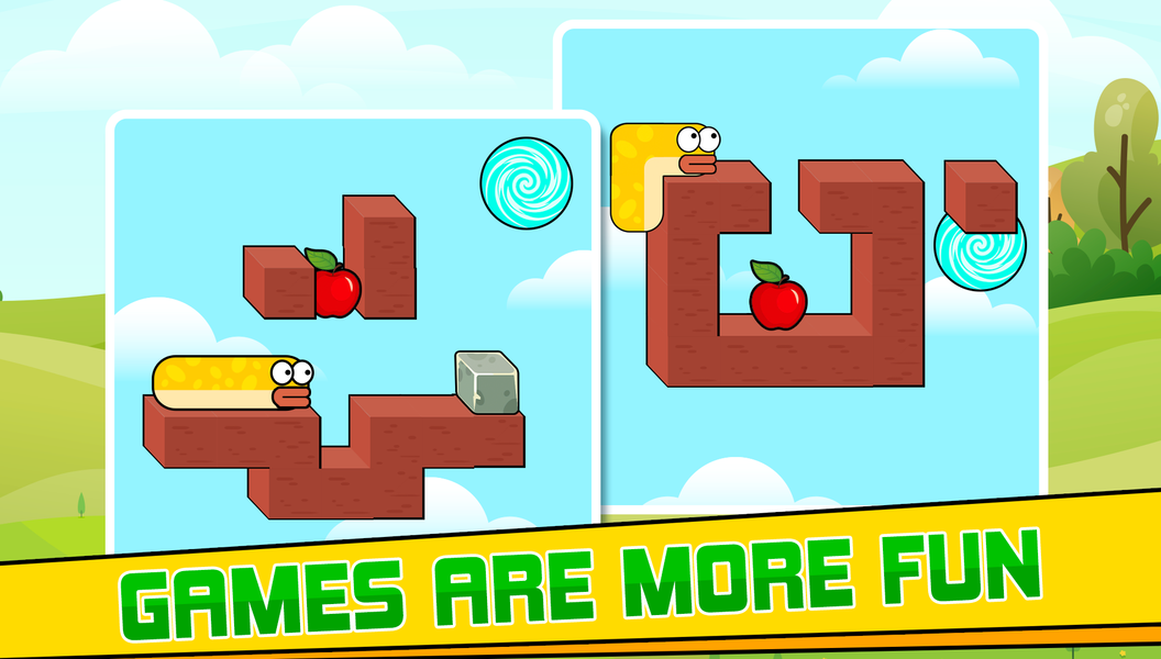 Worm eat apple puzzle worm - Gameplay image of android game