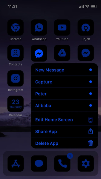 Wow Blue Dark Theme, Icon Pack - عکس برنامه موبایلی اندروید