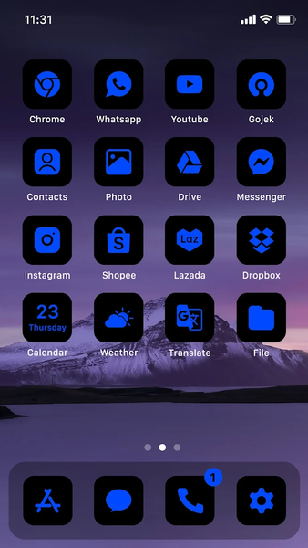 Wow Blue Dark Theme, Icon Pack - عکس برنامه موبایلی اندروید