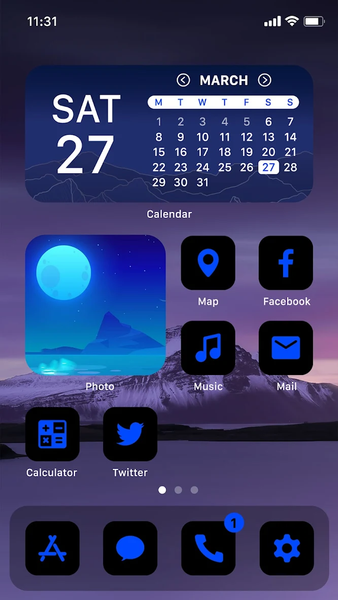 Wow Blue Dark Theme, Icon Pack - عکس برنامه موبایلی اندروید