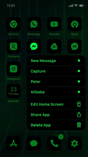 Wow Green Black - Icon Pack - Image screenshot of android app