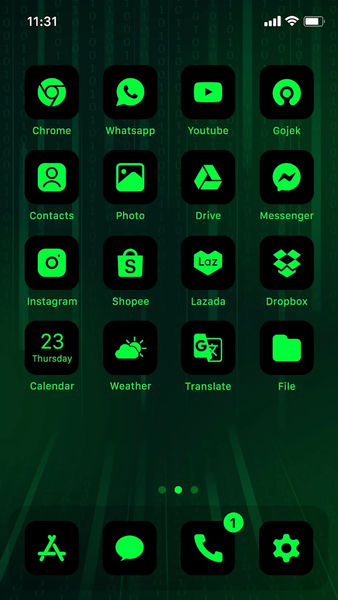 Wow Green Black - Icon Pack - Image screenshot of android app