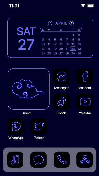 Wow Blue Neon Theme, Icon Pack - عکس برنامه موبایلی اندروید