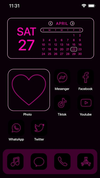 Wow Pink Neon Theme, Icon Pack - عکس برنامه موبایلی اندروید