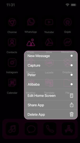 Wow Pink Neon Theme, Icon Pack - عکس برنامه موبایلی اندروید