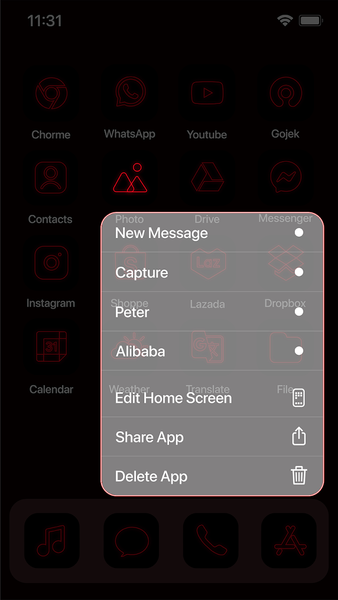 Wow Red Neon Theme - Icon Pack - Image screenshot of android app