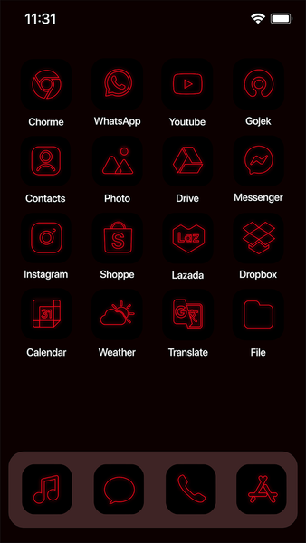 Wow Red Neon Theme - Icon Pack - Image screenshot of android app