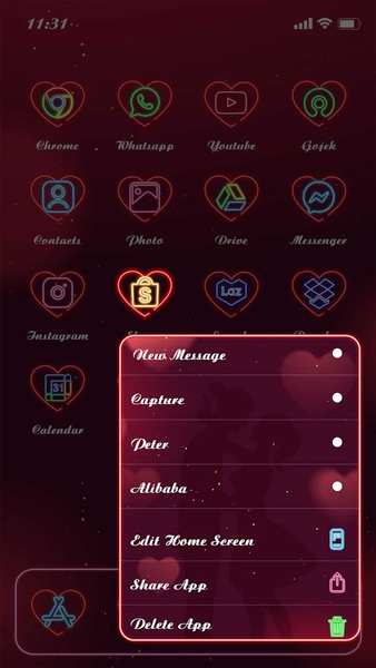 Wow Valentine Neon Icon Pack - Image screenshot of android app