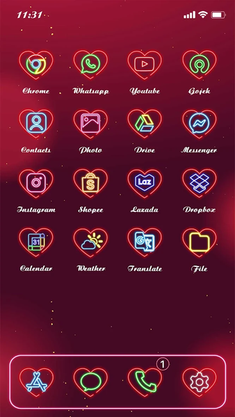 Wow Valentine Neon Icon Pack - Image screenshot of android app