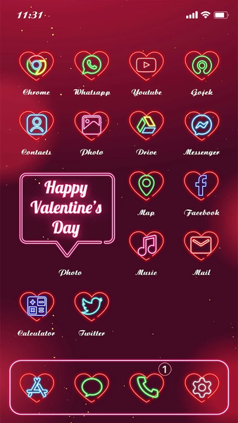 Wow Valentine Neon Icon Pack - Image screenshot of android app