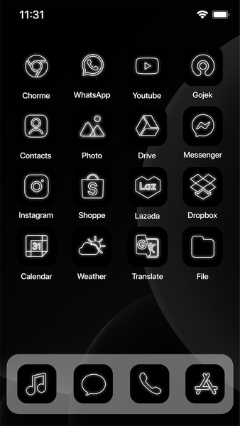Wow Black or White - Icon Pack - Image screenshot of android app