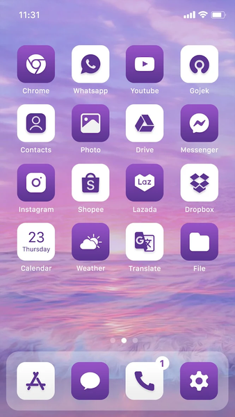 Wow Purple White - Icon Pack - Image screenshot of android app